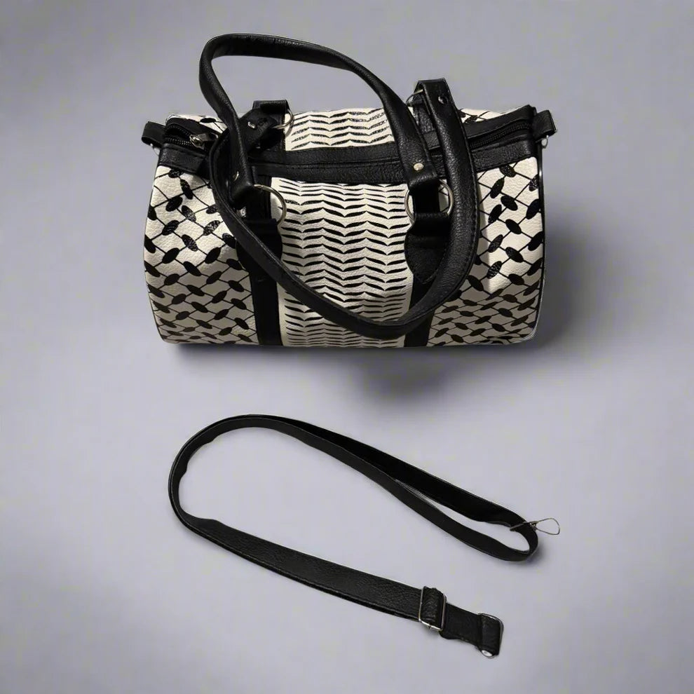 Handcrafted Palestinian Kufiya & Tatreez Duffle Bag