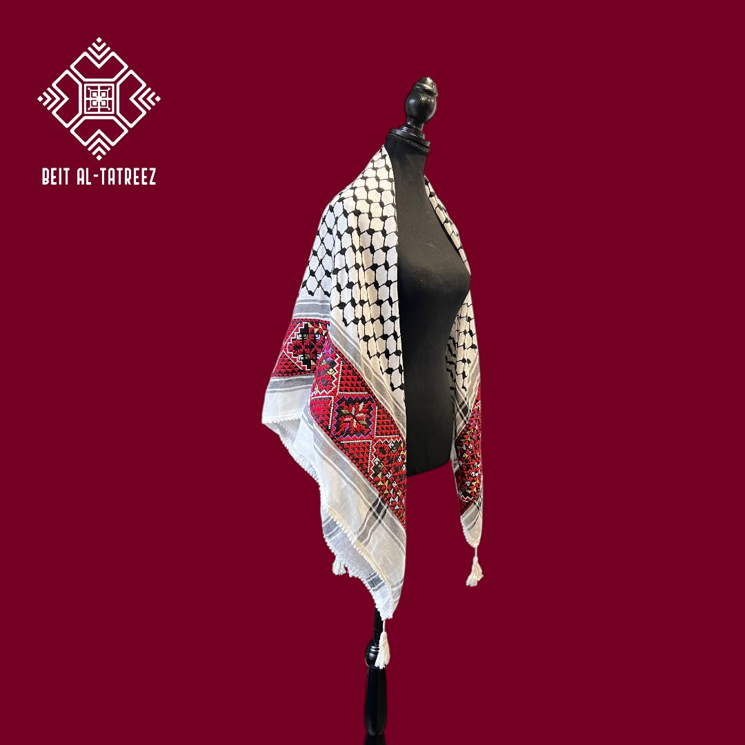 Tatreez Palestinian Keffiyeh - Embroidered Tatreez