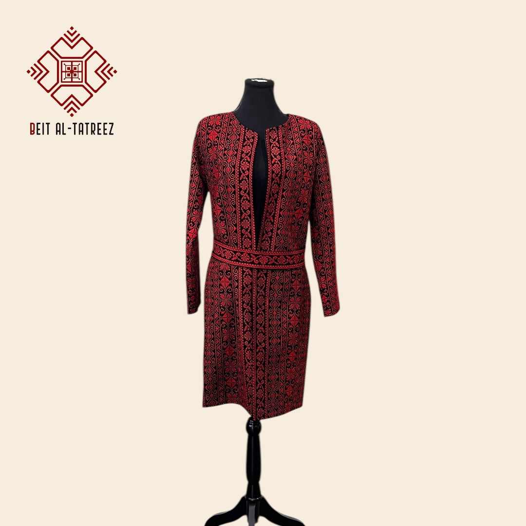 Traditional Red Tatreez Coat