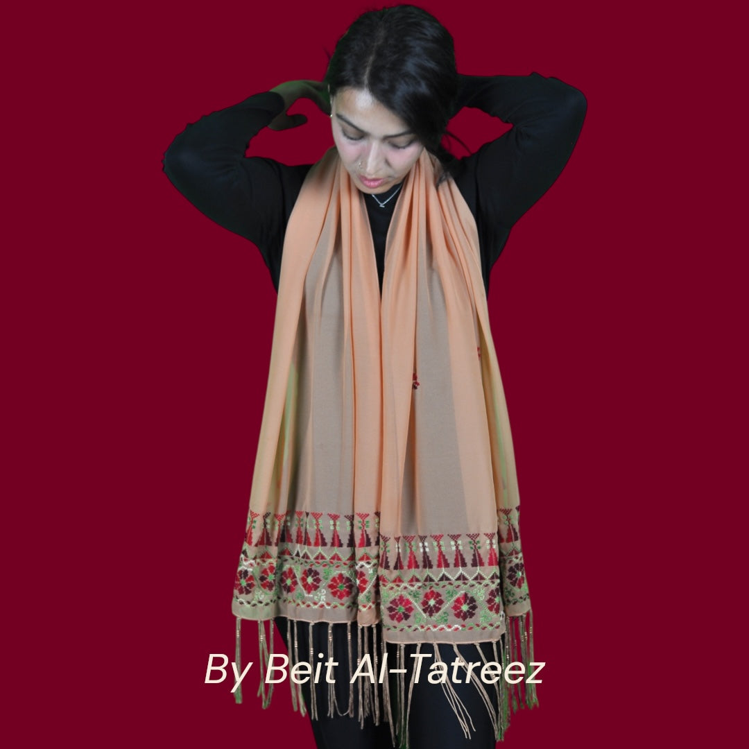 Light Orange Tatreez Shawl