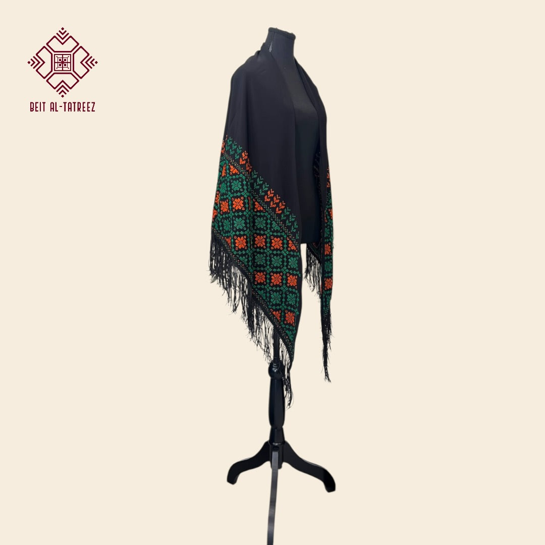 Orange & Green Tatreez Shawl