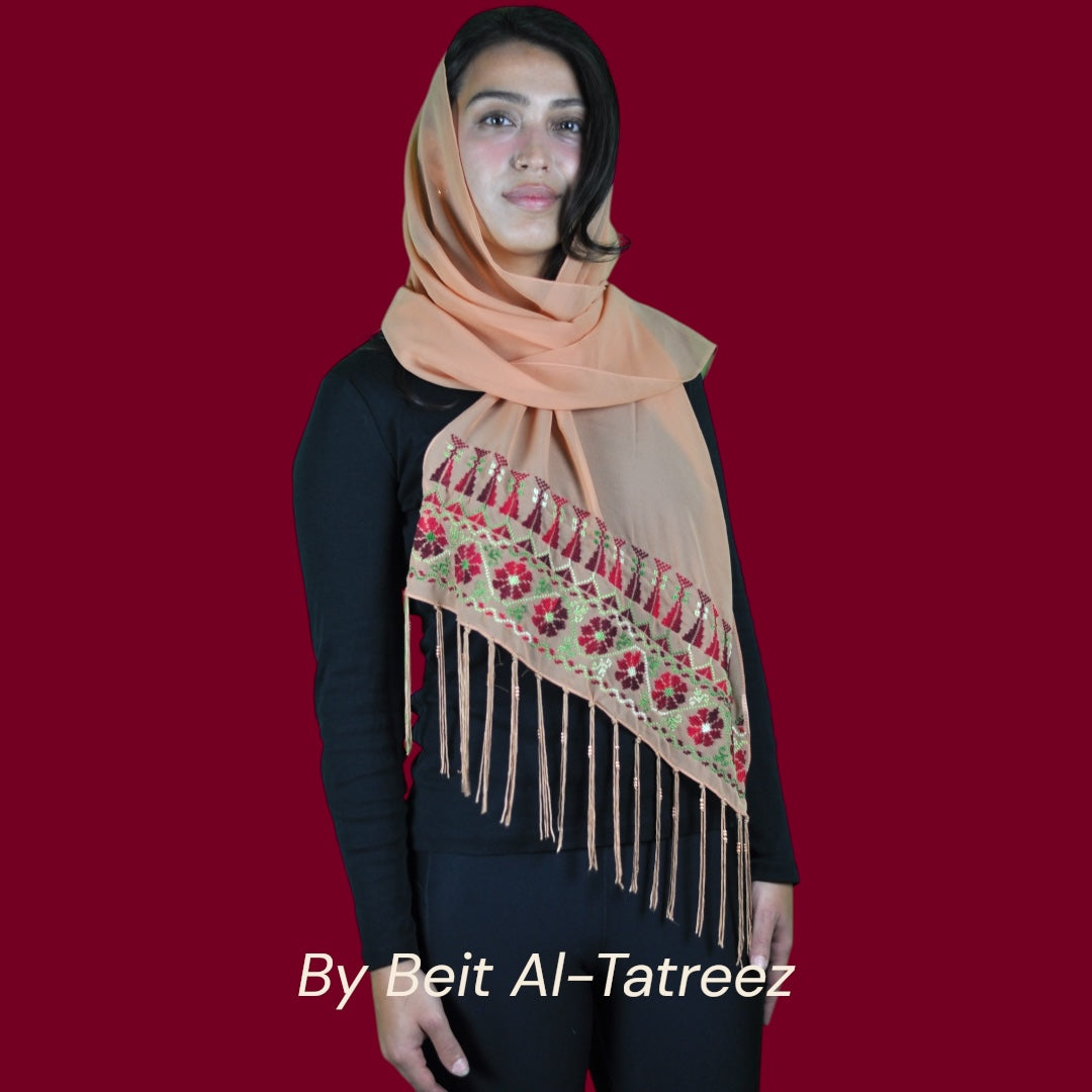 Light Orange Tatreez Shawl