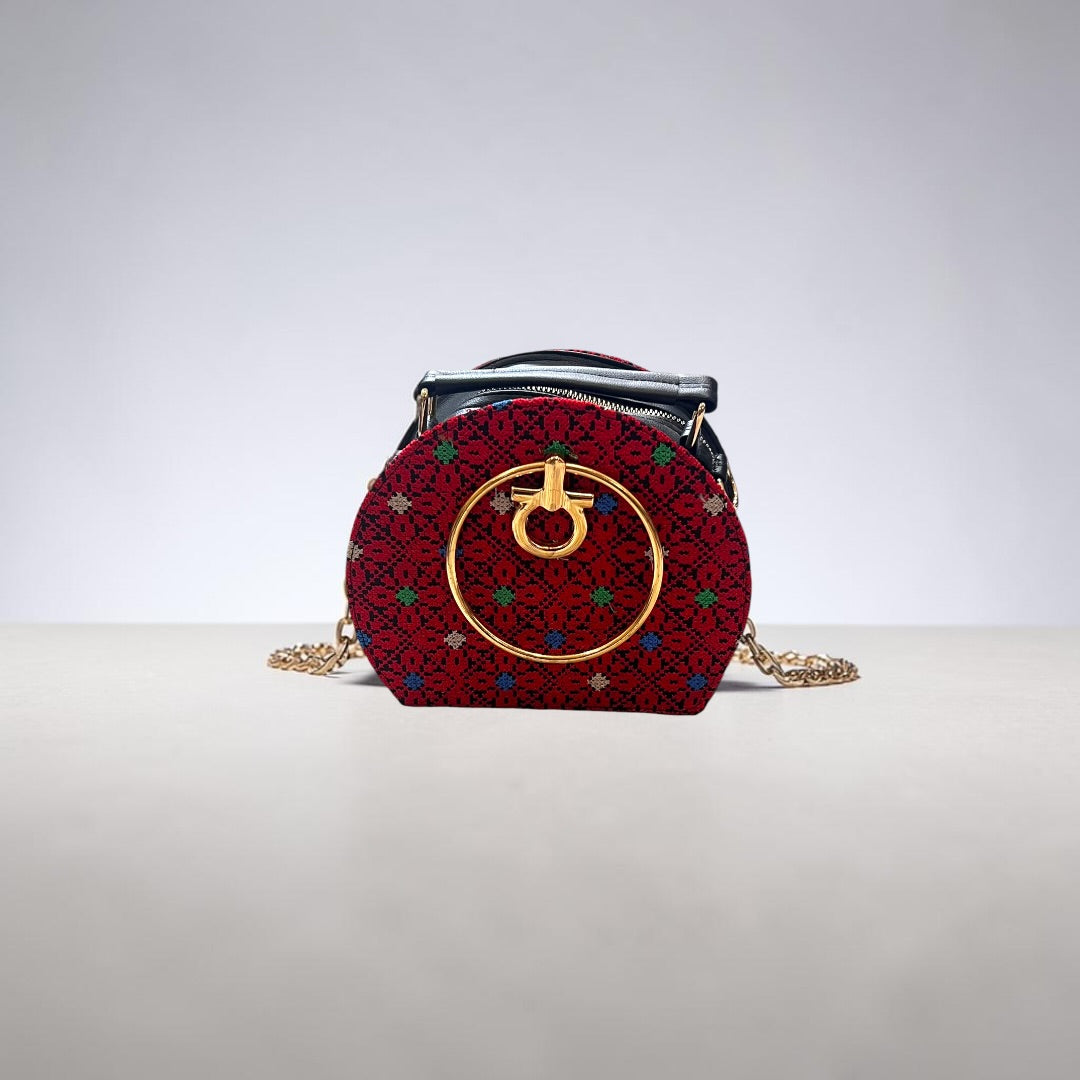 Palestinian Tatreez Round Crossbody Bag