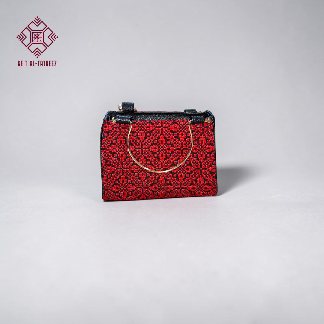 Small Tatreez Purse – Golden Handle with Optional Shoulder Strap
