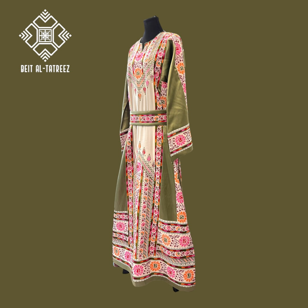 Zaytouna Palestinian Heritage Dress – Olive & Ivory