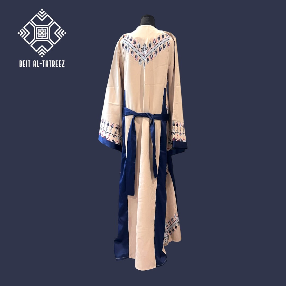 Layal Palestinian Heritage Dress – Cream & Navy