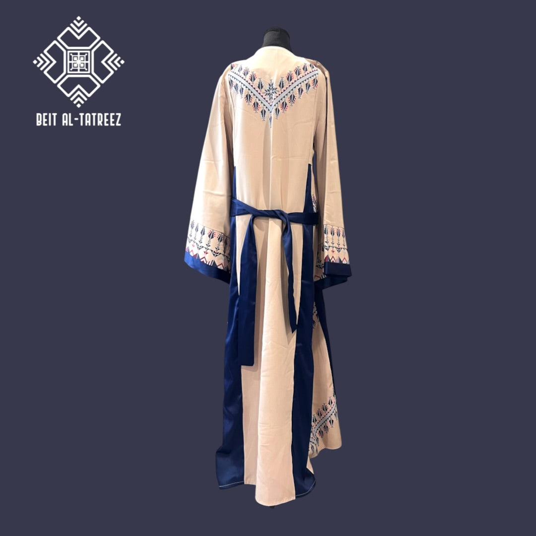 Layal Palestinian Heritage Dress – Cream & Navy