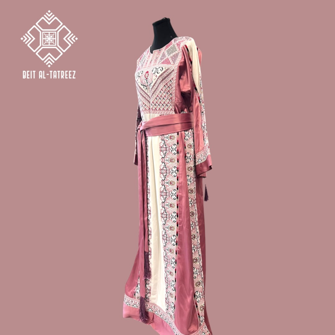 Jouri Palestinian Heritage Dress – Rose & White