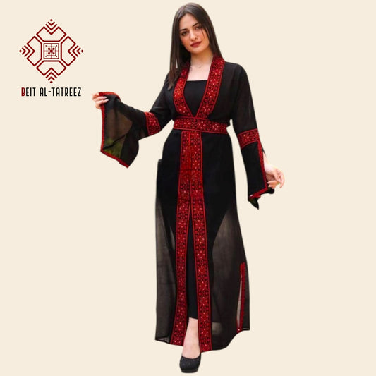 Traditional Red Chiffon Kaftan