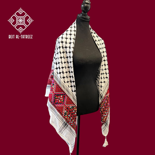 Tatreez Palestinian Keffiyeh - Embroidered Tatreez